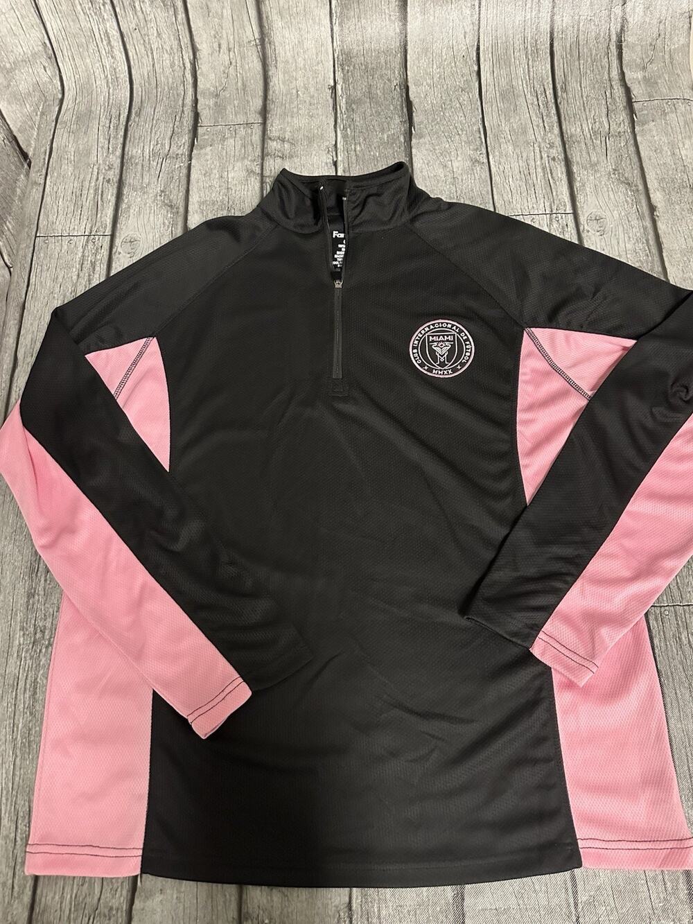 NWOT Men’s Fanatics Inter Miami CF 1/4 Zip Pullover Large Tall LT Black Pink